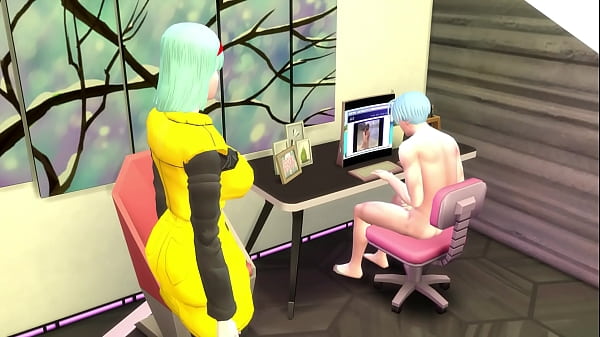 Japanese mother and son watching porn