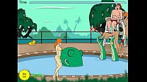 Mulher fundeno na piscina